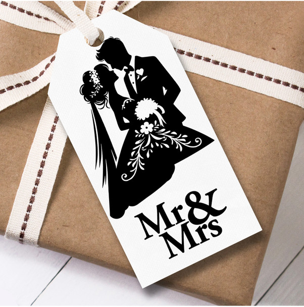 Wedding Day 12 Large Gift Tags Silhouette Bride & Groom Wedding