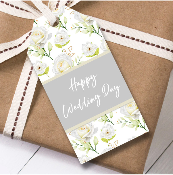 Wedding Day 12 Large Gift Tags White Flowers Happy Wedding Day