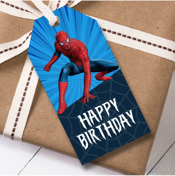 Birthday 12 Large Gift Tags Spiderman Boys Kids Birthday Childs Superhero