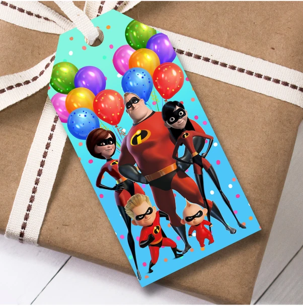 Birthday 12 Large Gift Tags The Incredibles Kids Birthday