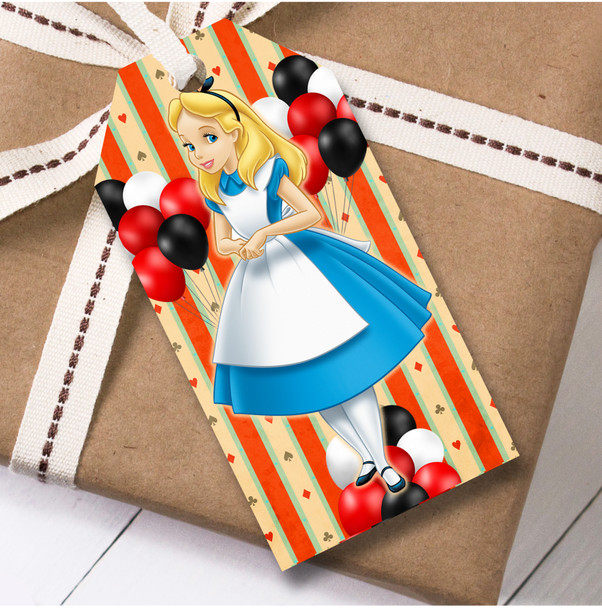 Birthday 12 Large Gift Tags Alice in Wonderland Kids Birthday