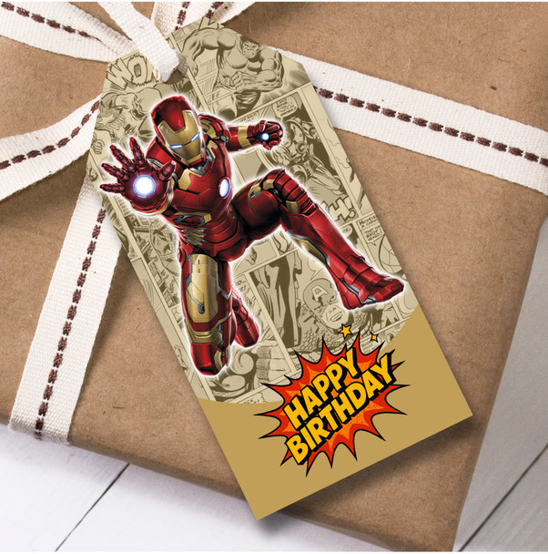 Birthday 12 Large Gift Tags Avengers Iron Man Boys Kids Birthday