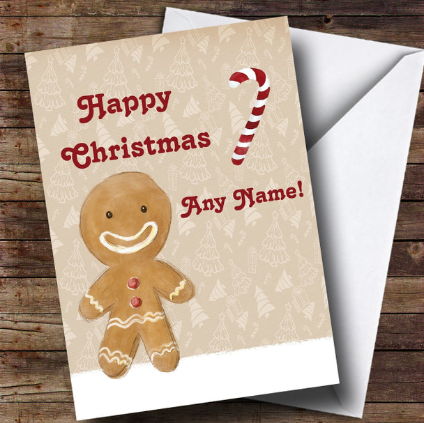 Gingerbread And Candy Cane Personalised Childrens Christmas Card