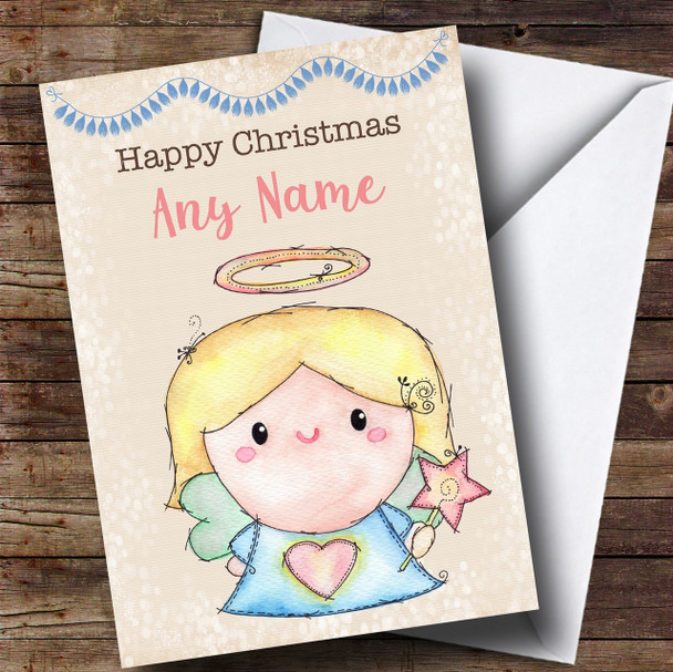 Cute & Sweet Angel Fairy Personalised Childrens Christmas Card