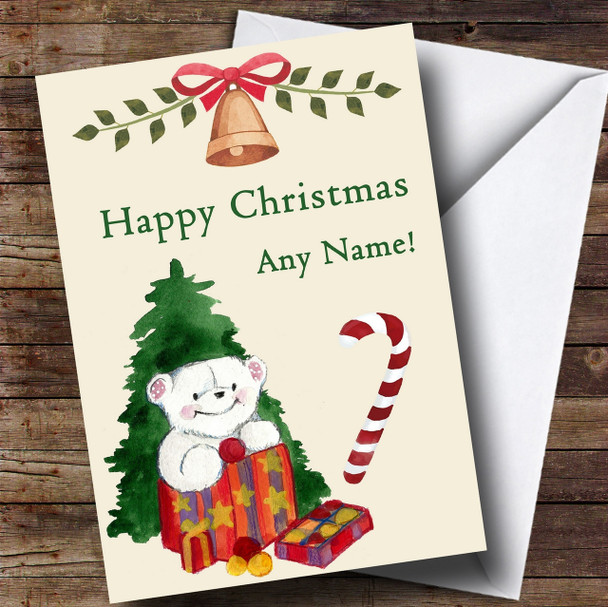 White Bear Presents Tree Personalised Childrens Christmas Card