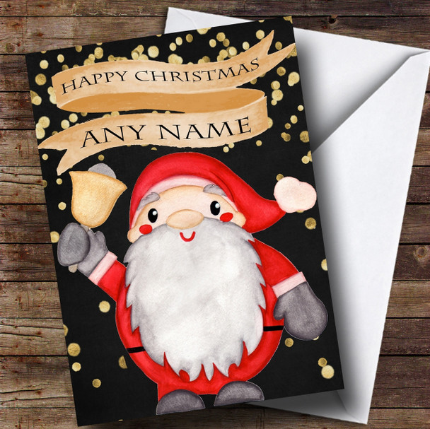 Golden Confetti Santa Personalised Childrens Christmas Card
