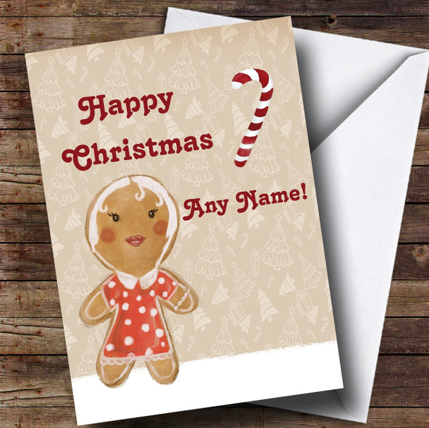 Gingerbread Girl Personalised Childrens Christmas Card