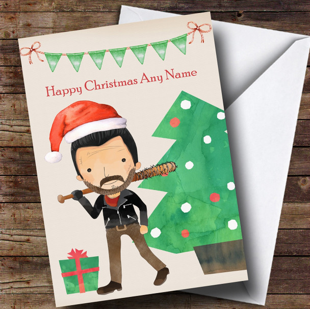 Watercolour Negan The Walking Dead Personalised Christmas Card