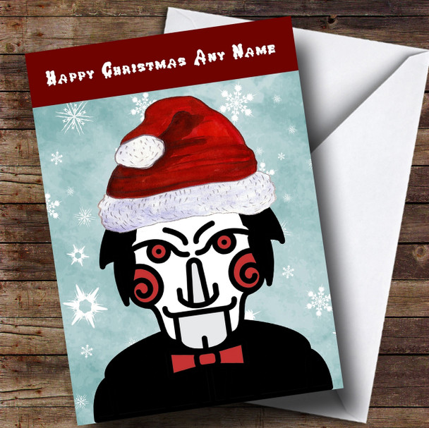 Scary Horror Billy The Puppet Saw Personalised Christmas Card