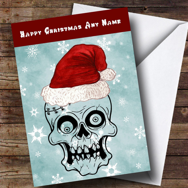 Scary Horror Zombie Monster Skull Personalised Christmas Card