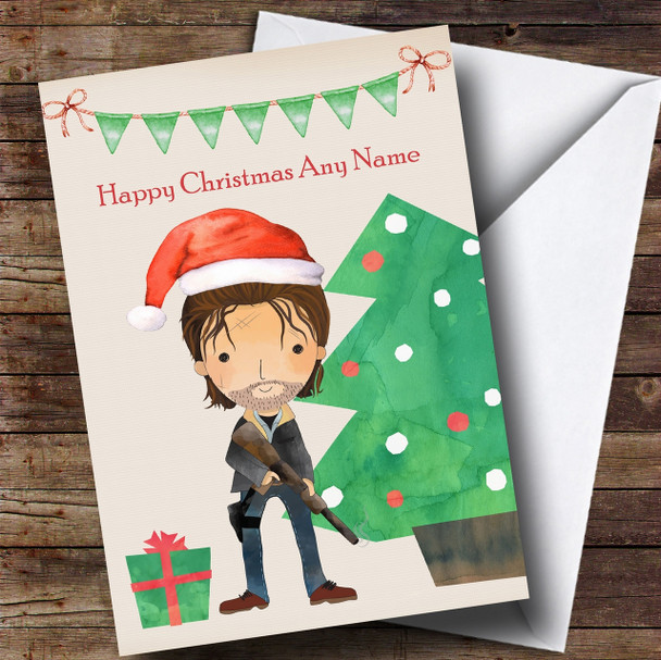 Watercolour Rick The Walking Dead Personalised Christmas Card