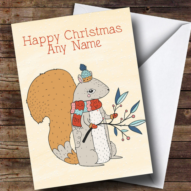 Autumn Squirrel Personalised Christmas Card