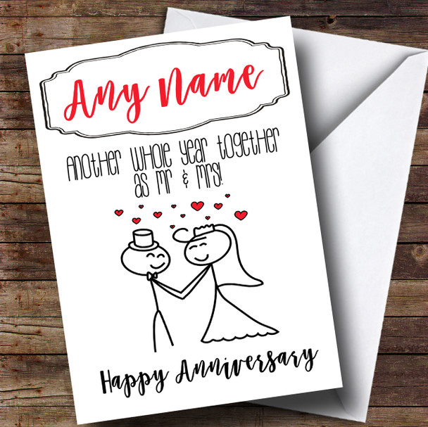 Another Whole Year Mr & Mrs Anniversary Personalised Card