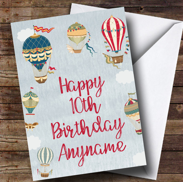Blue Sky Floating Air Balloons Children's Birthday Personalised Card