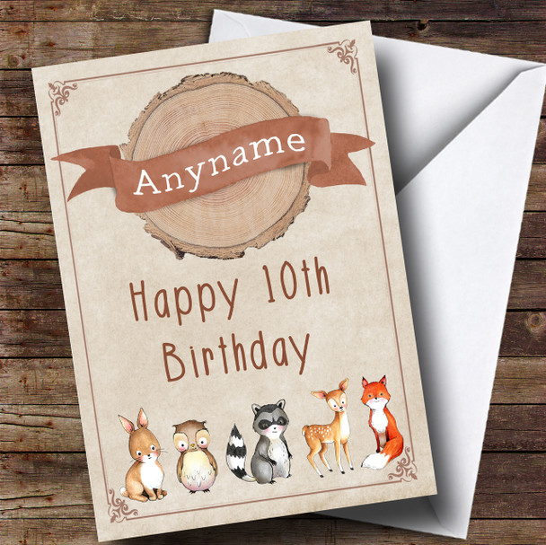 Cute Baby Woodland Animal Children's Birthday Personalised Card