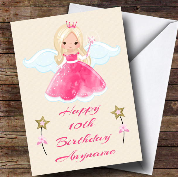 Pink Fairy Princess Girls Children's Birthday Personalised Card
