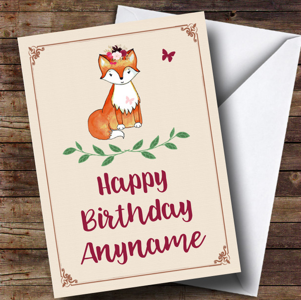 Beautiful Fox Vintage Children's Birthday Personalised Card