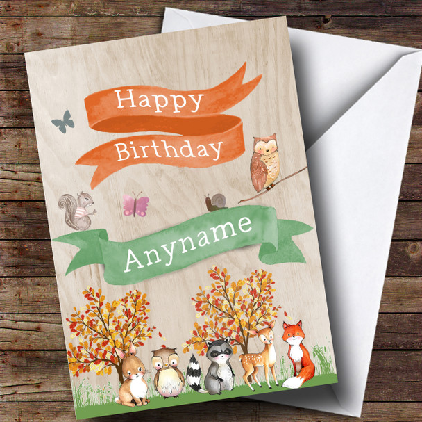 Cute Woodland Animals Children's Birthday Personalised Card