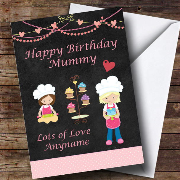 Chalk Cooking Mummy Children's Birthday Personalised Card
