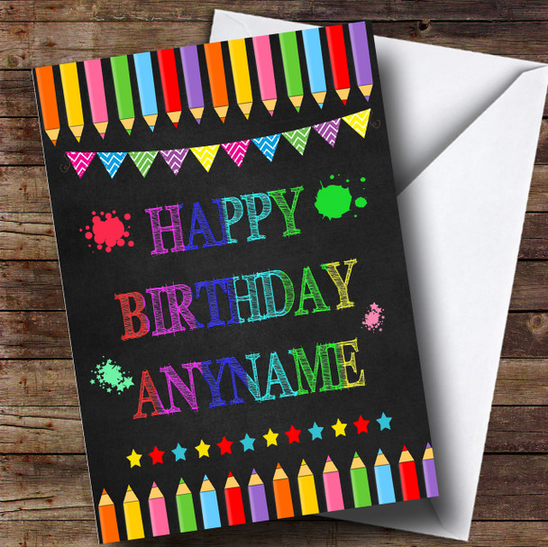Chalk Arty Pencils Children's Birthday Personalised Card