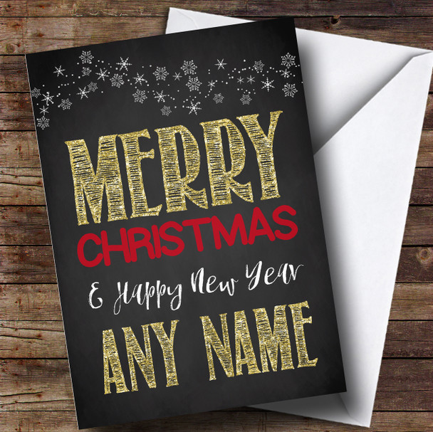 Chalk And Gold Christmas Personalised Card