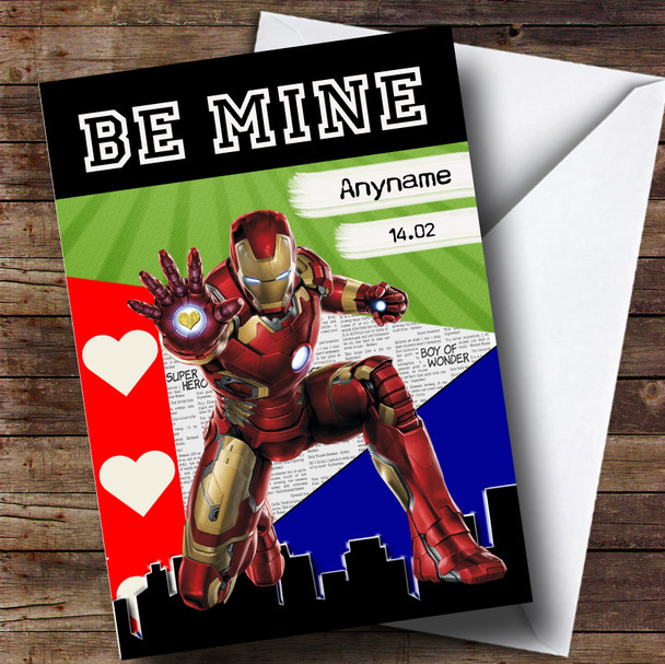 Be Mine Iron Man Superhero Valentines Personalised Card