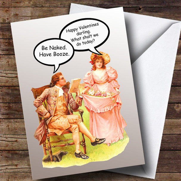 Funny Be Naked And Drink Valentines Personalised Card