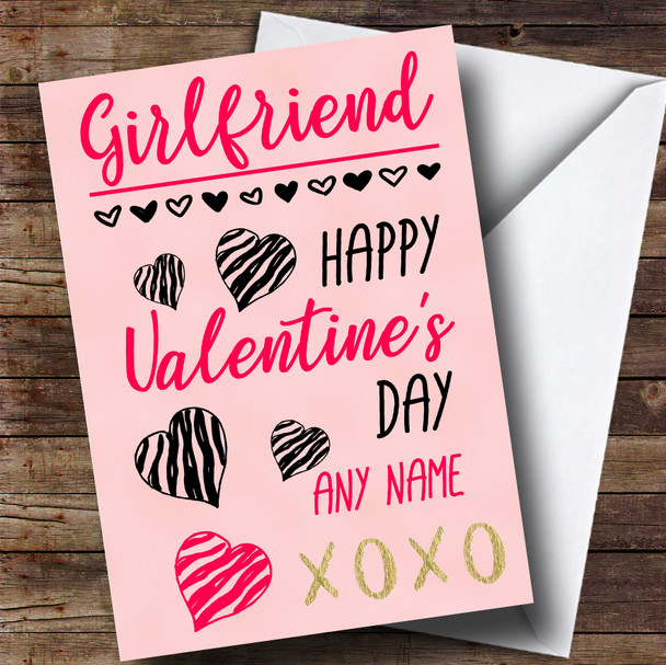 Pretty Hearts Girlfriend Valentines Personalised Card