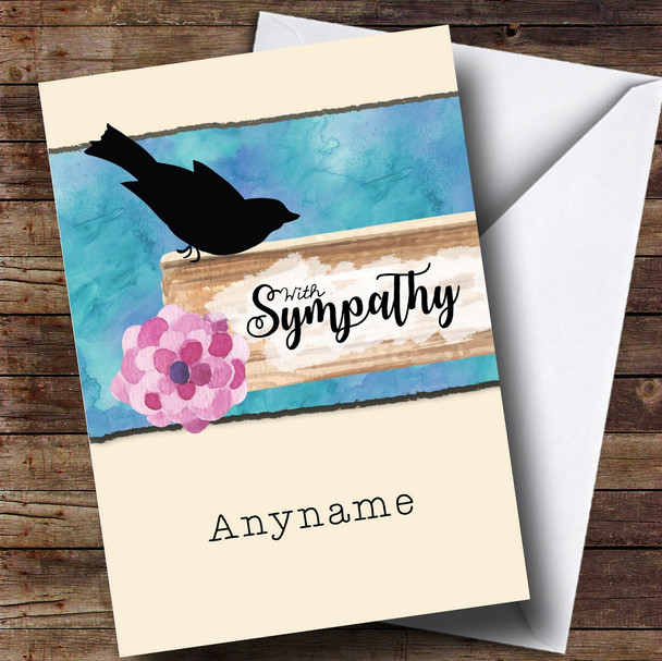 Personalised Signpost Watercolour Bird Sympathy Card