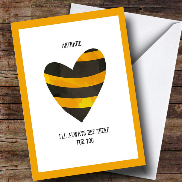 Personalised Bee There For You Stripy Heart Sympathy Card