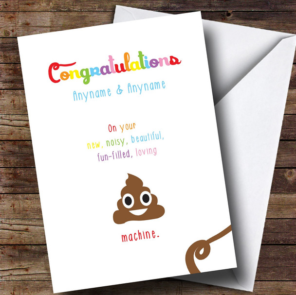 Personalised Funny Congratulations Poo Machine New Baby Card