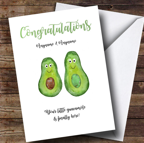 Personalised Avocado Parent New Baby Card