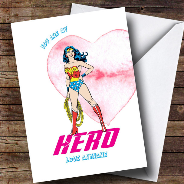 Personalised Wonder Woman Cartoon Hero Comic Mother's Day Card