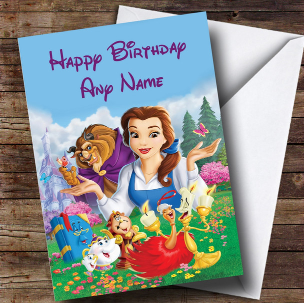 Personalised Disney Beauty And The Beast Characters Children's Birthday Card
