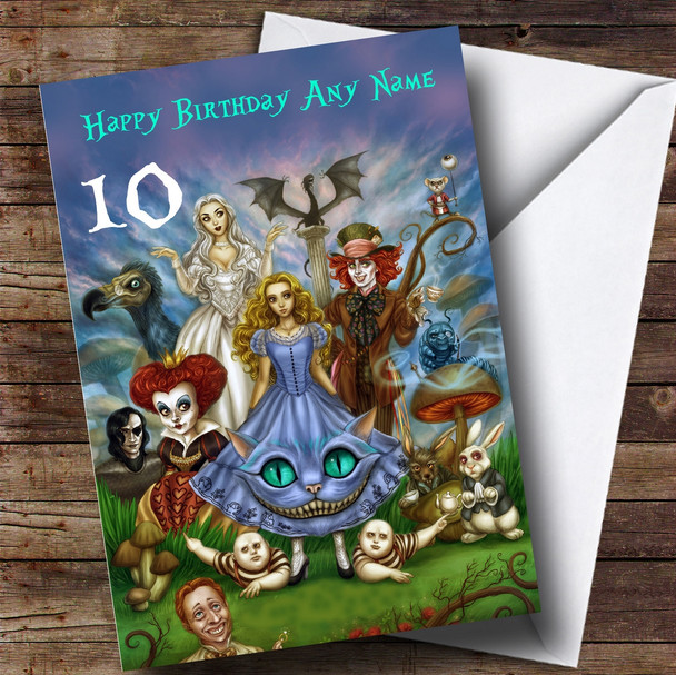Personalised Alice In Wonderland Disney Children's Birthday Card