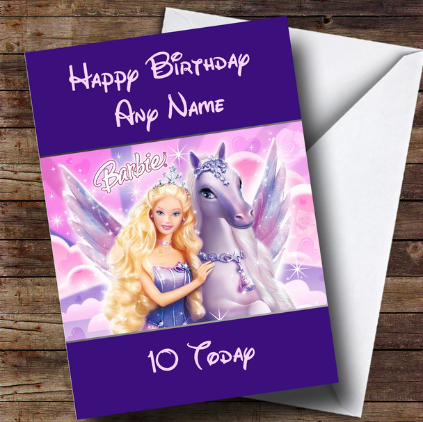 Personalised Disney Barbie And Unicorn Children's Birthday Card