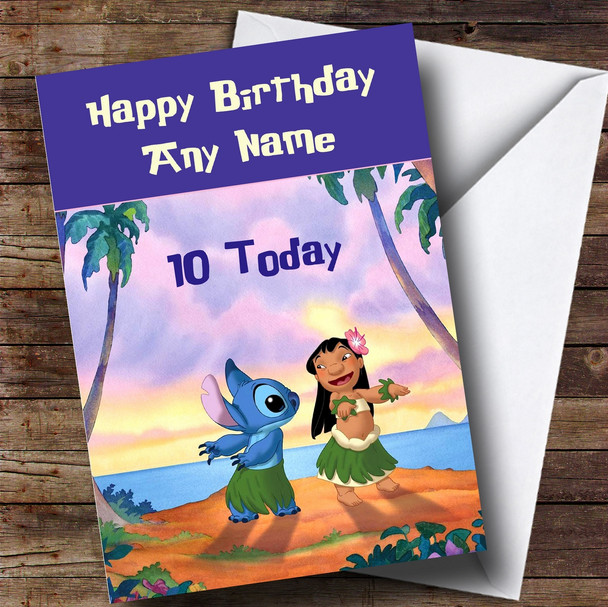 Personalised Lilo & Stitch Purple Children's Birthday Card