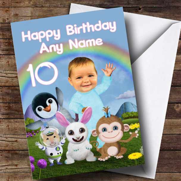Personalised Baby Jake Rainbow Children's Birthday Card