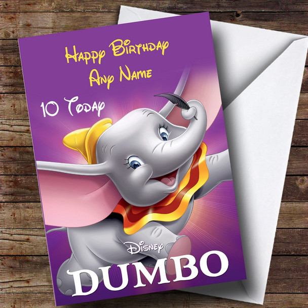 Personalised Dumbo Purple Children's Birthday Card