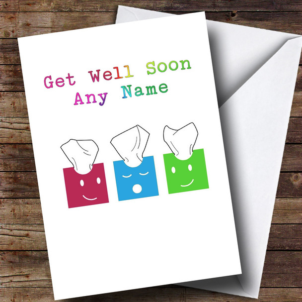 Personalised Tissue Boxes Get Well Soon Card