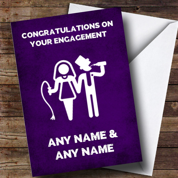 Personalised Funny Whipped Man Drinking Engagement Card
