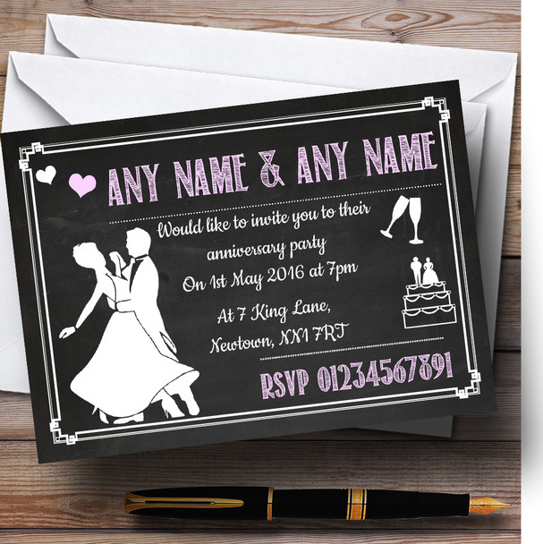 Chalkboard Pink Personalised Anniversary Party Invitations