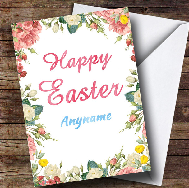 Personalised Floral Border Easter Card