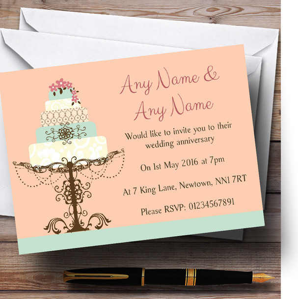 Classical Cake Beautiful Personalised Anniversary Party Invitations