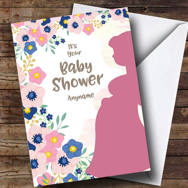 Personalised Pregnant Mum Floral Baby Shower Card