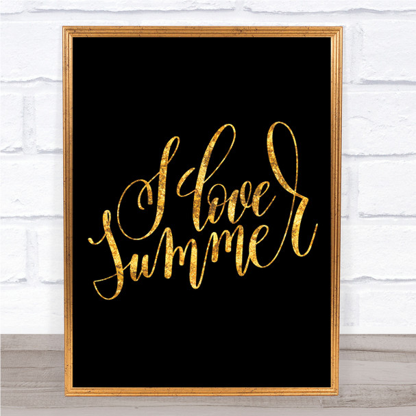 Love Summer Quote Print Black & Gold Wall Art Picture