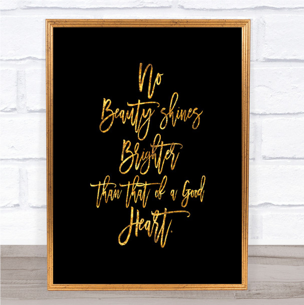 Good Heart Quote Print Black & Gold Wall Art Picture