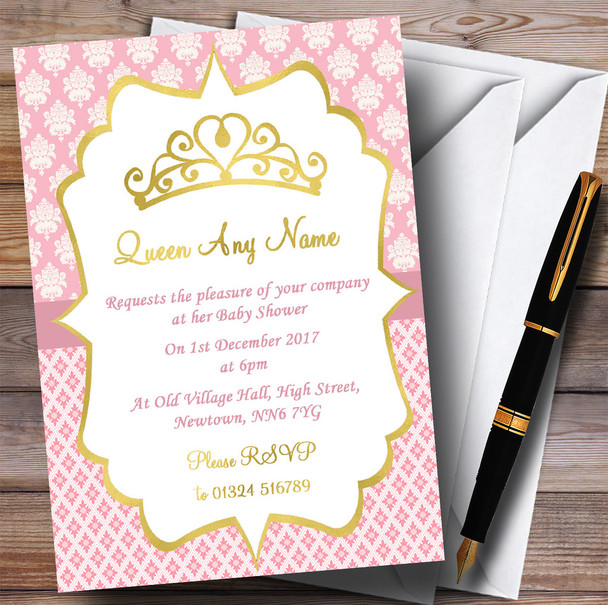 Pink and Gold Crown Princess Invitations Baby Shower Invitations