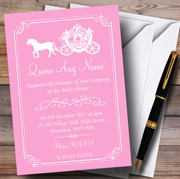 Pink Horse Carriage Princess Invitations Baby Shower Invitations