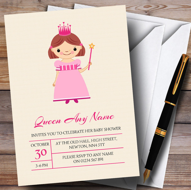 Pink Princess With Wand Invitations Baby Shower Invitations
